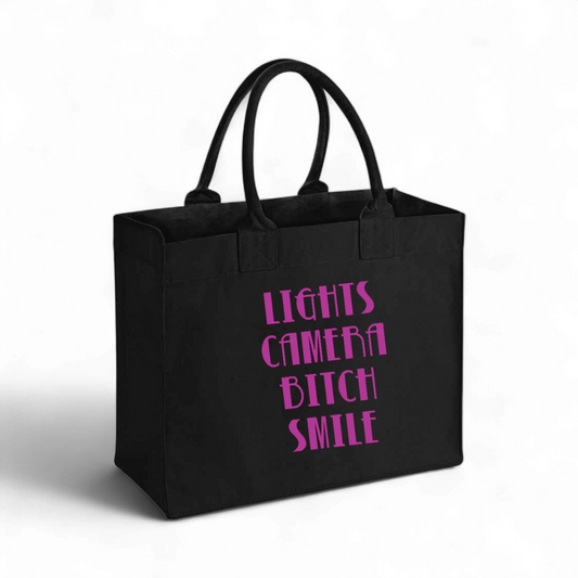 Lights Camera Bitch Smile - Canvas Shopping Bag